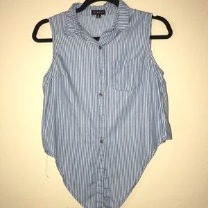 Sleeveless White and Blue Top